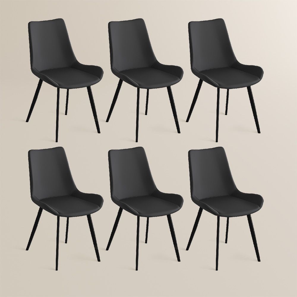 PU Leather Black PU Leather Dining Chairs