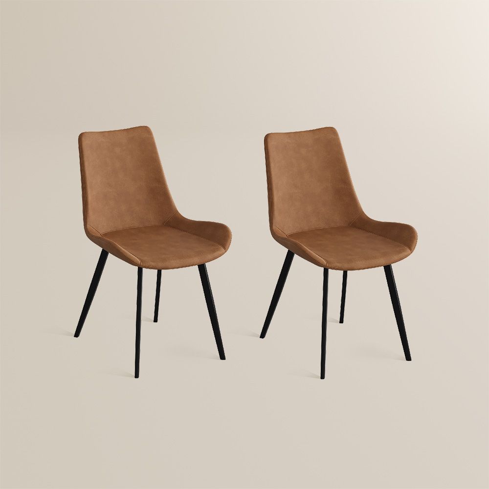 Side Chairs Brown PU Leather Dining Chairs