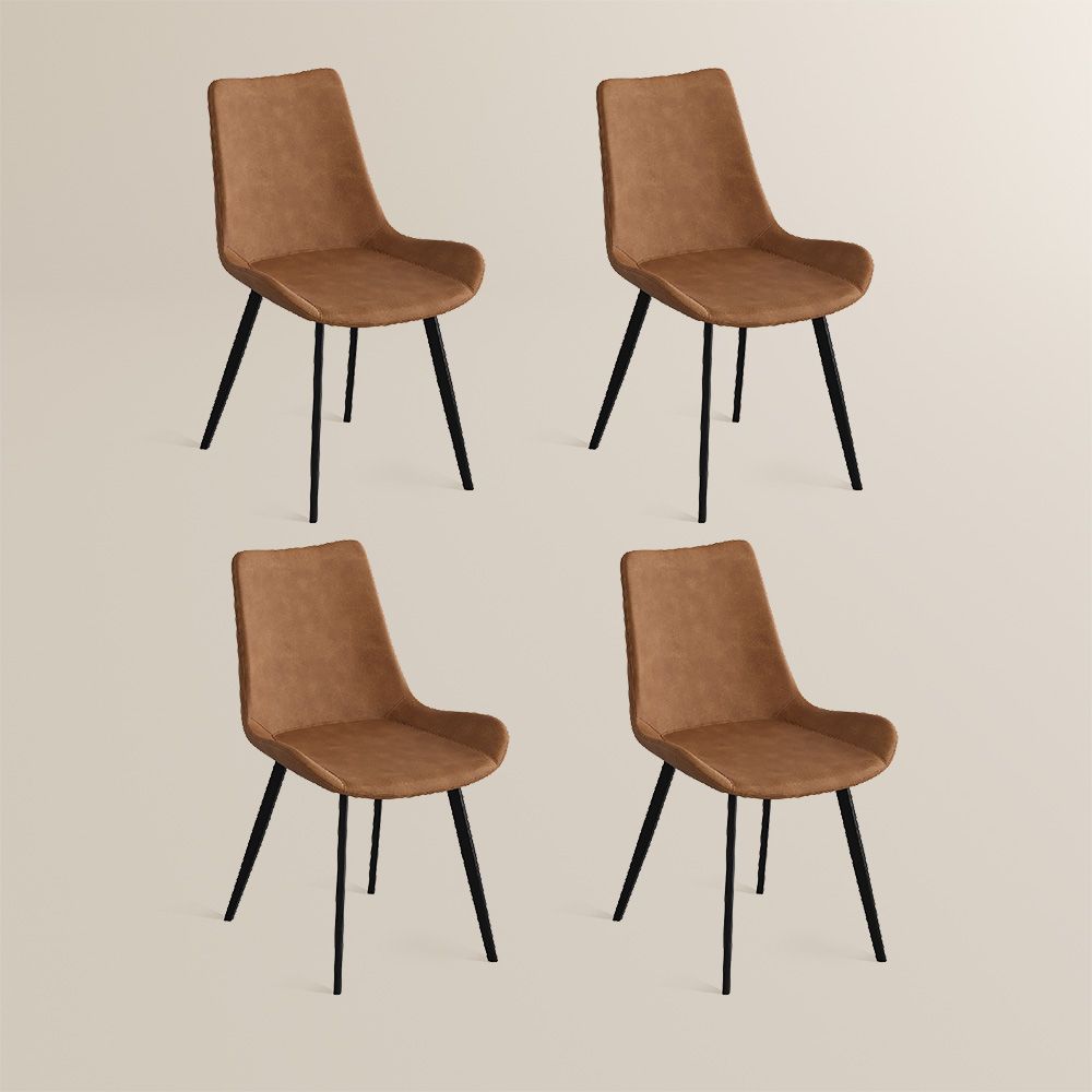 Brown Brown PU Leather Dining Chairs