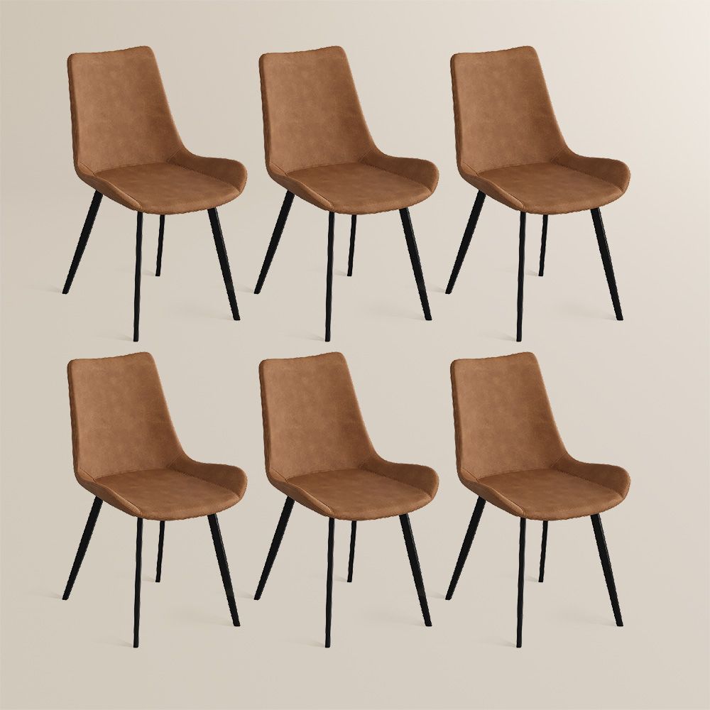 Easy Assembly Brown PU Leather Dining Chairs