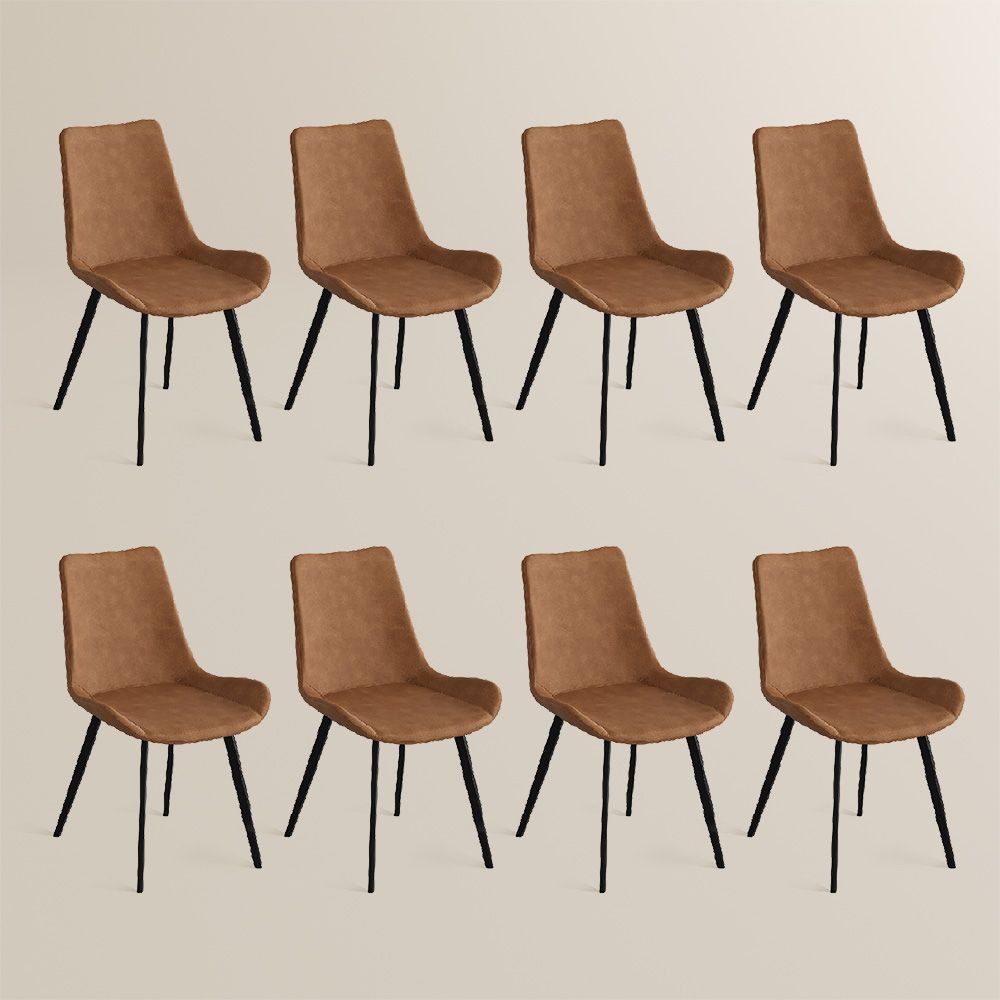 Easy Assembly Brown PU Leather Dining Chairs