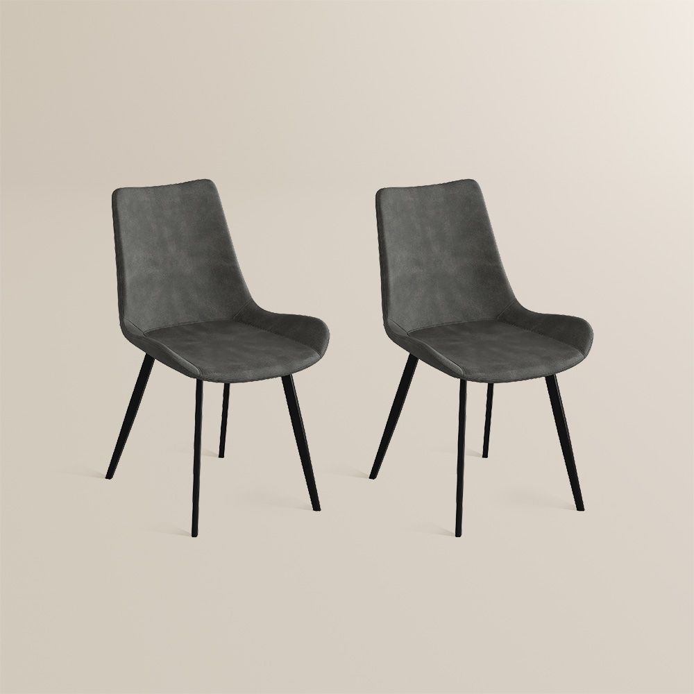 Iron Gray PU Leather Dining Chairs
