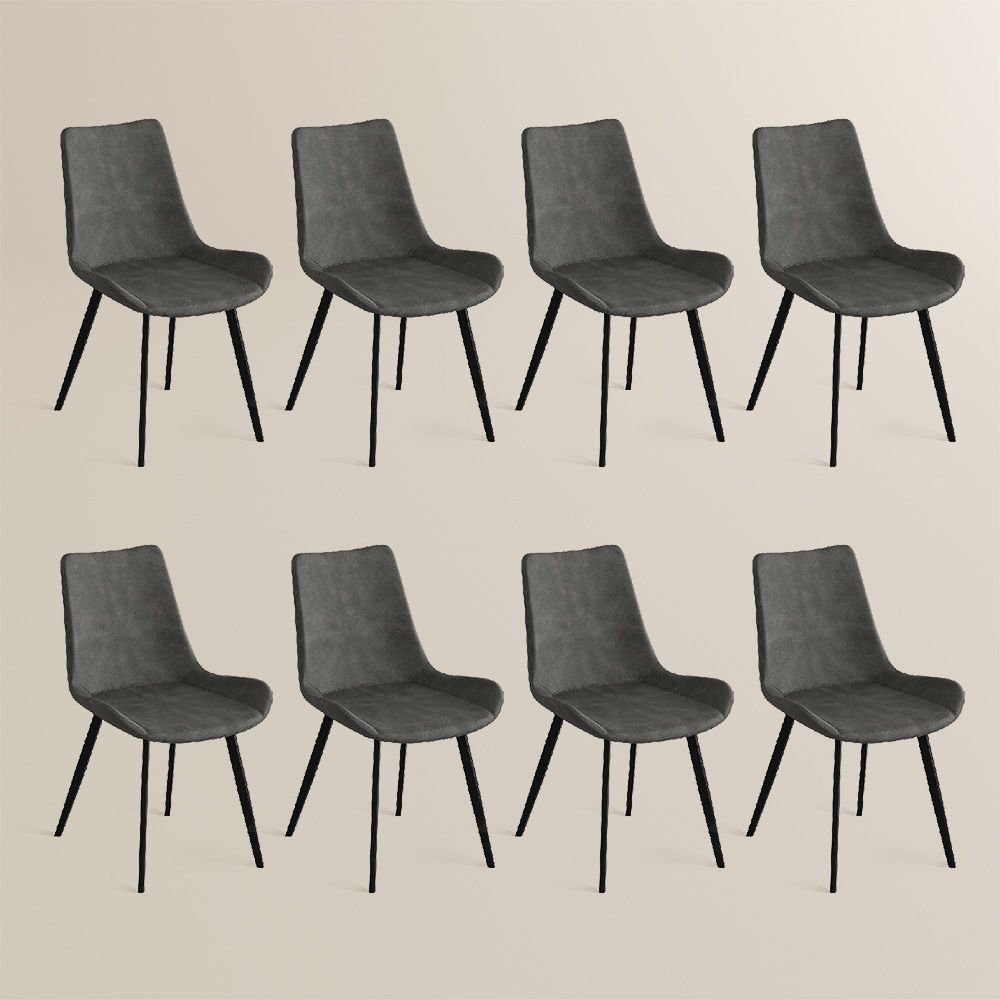 Gray Gray PU Leather Dining Chairs