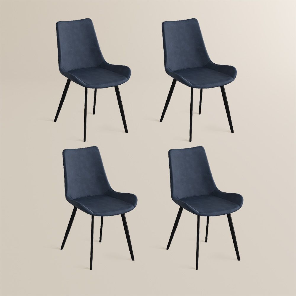 Modern Navy Blue PU Leather Dining Chairs