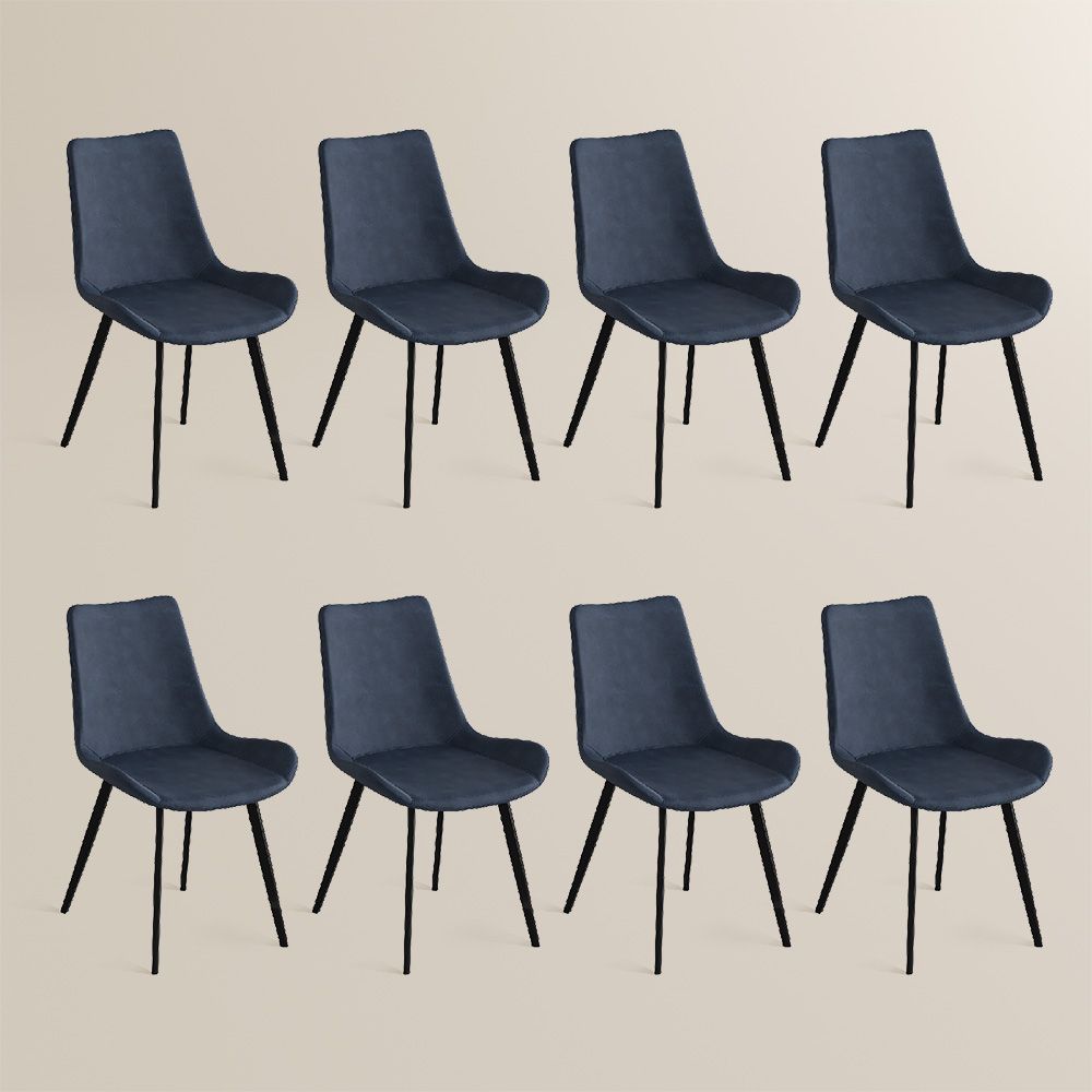 Side Chairs Navy Blue PU Leather Dining Chairs