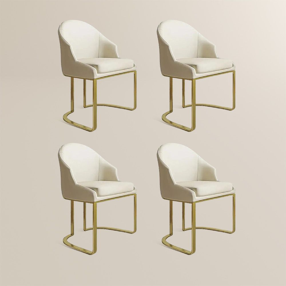 Beige Beige PU Leather Dining Chairs