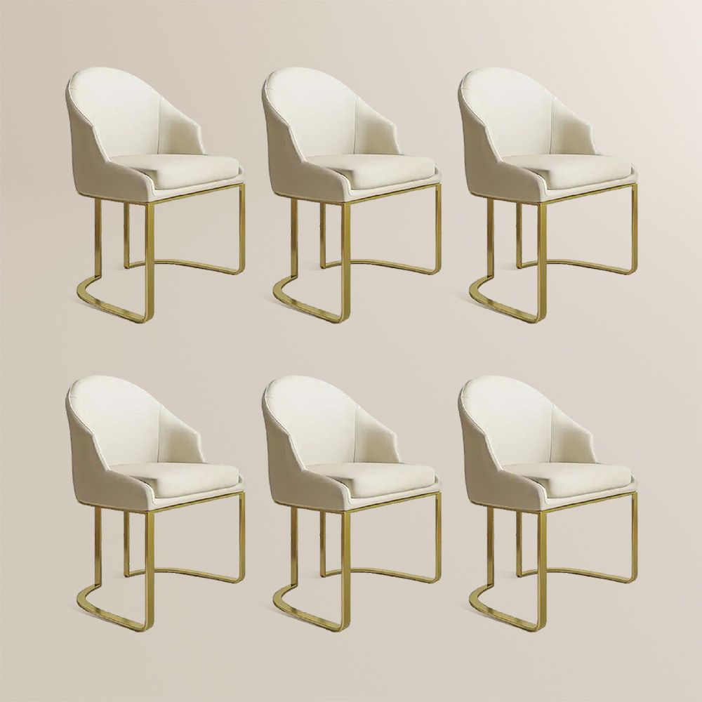 Modern Luxury Beige PU Leather Dining Chairs