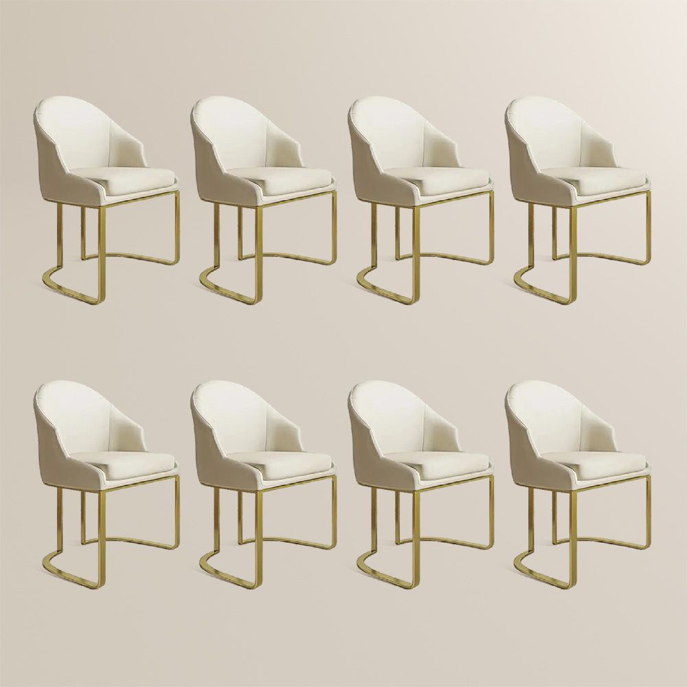 Barrel Beige PU Leather Dining Chairs