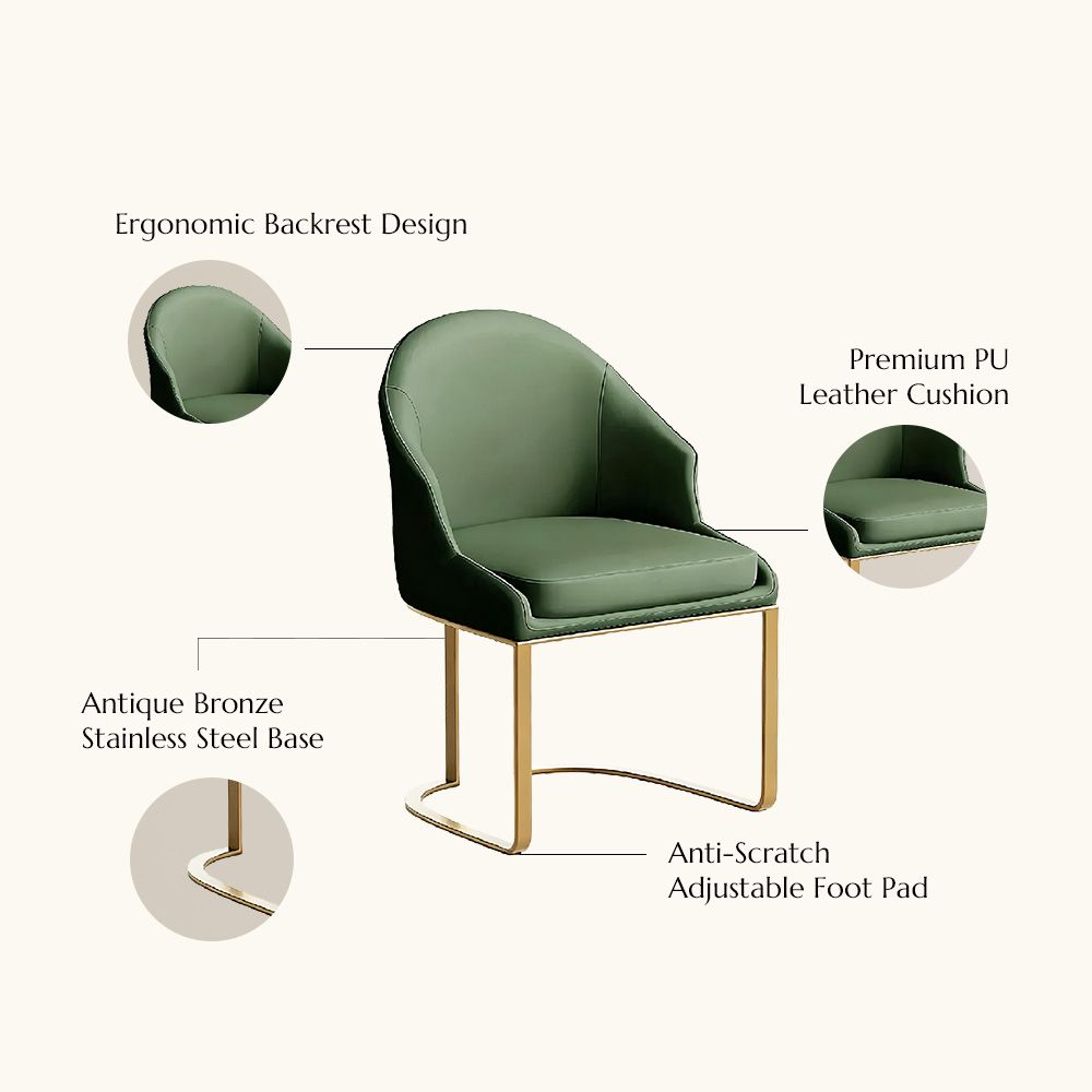 Modern Luxury Green PU Leather Dining Chairs