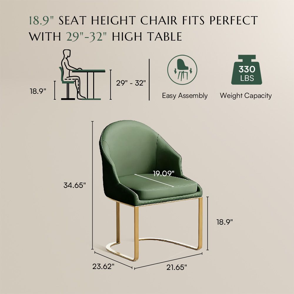 Green Green PU Leather Dining Chairs