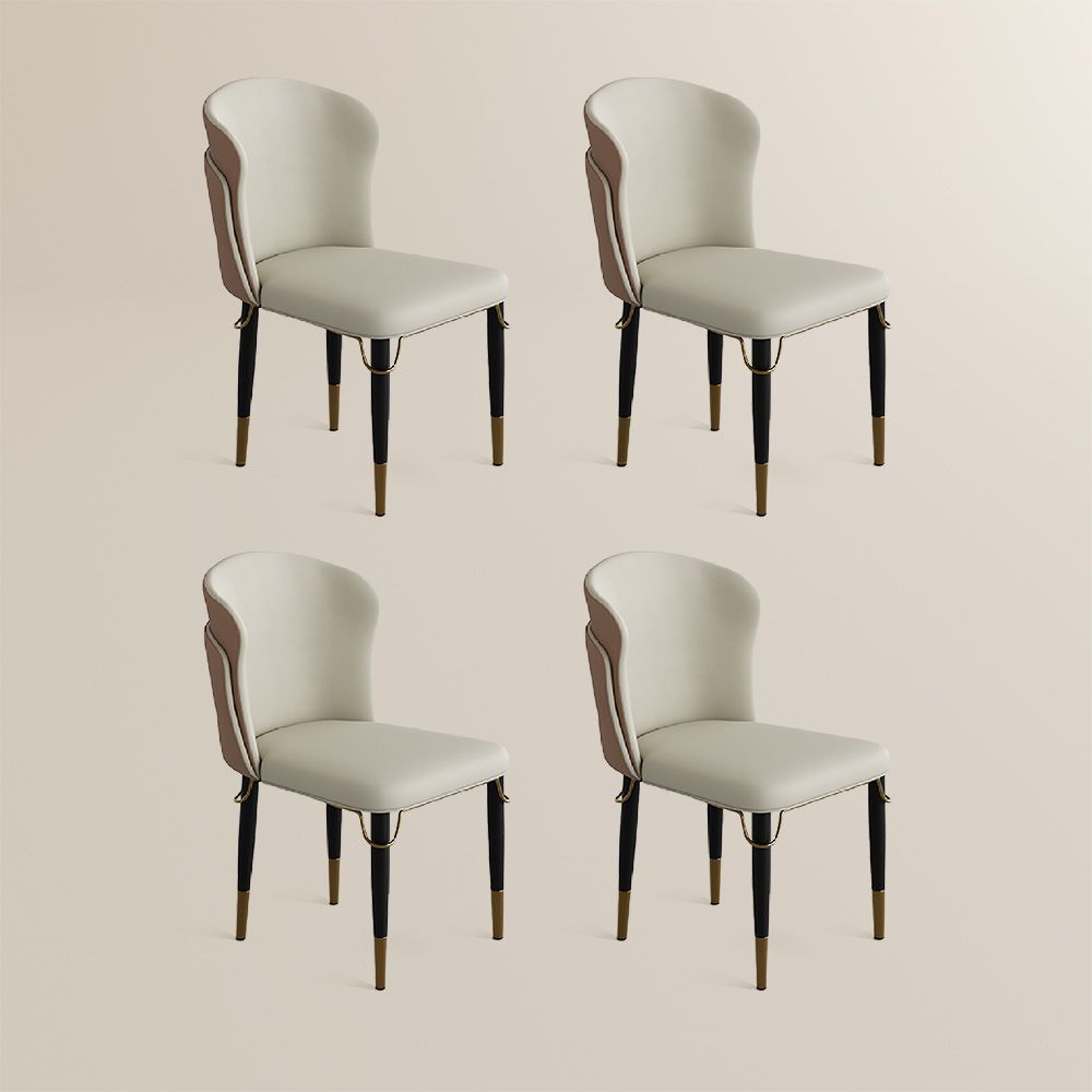 Pure Color Brown & Beige PU Leather Dining Chairs