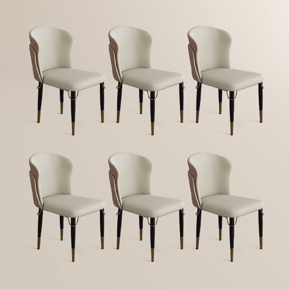 Two-piece Brown & Beige PU Leather Dining Chairs