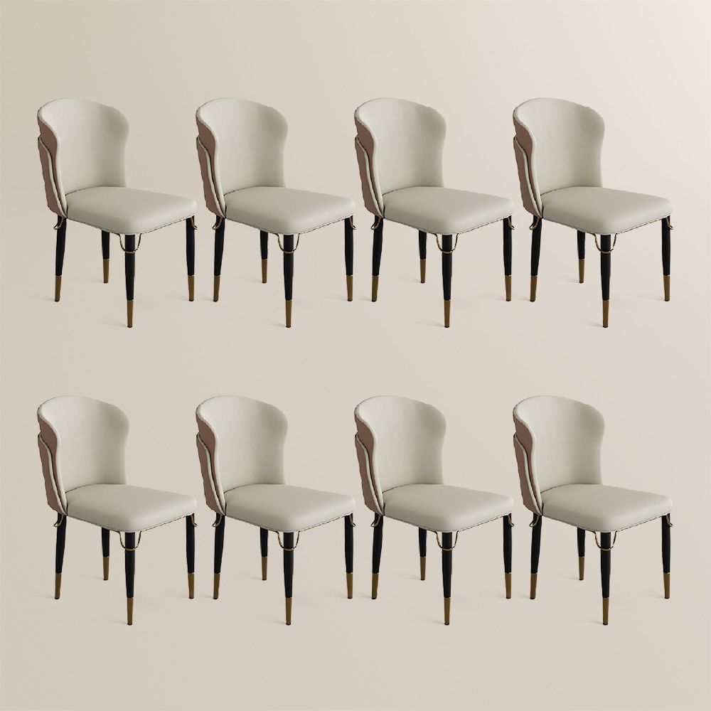 Modern Luxury Brown & Beige PU Leather Dining Chairs
