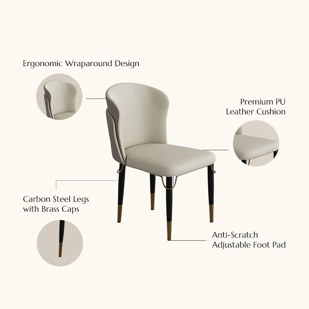 Modern Luxury Gray & Beige PU Leather Dining Chairs