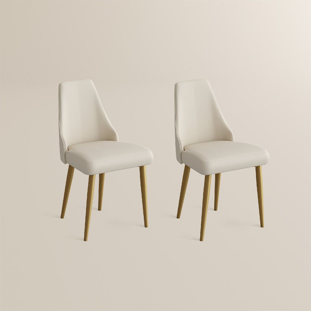 Beige Beige PU Leather Dining Chairs