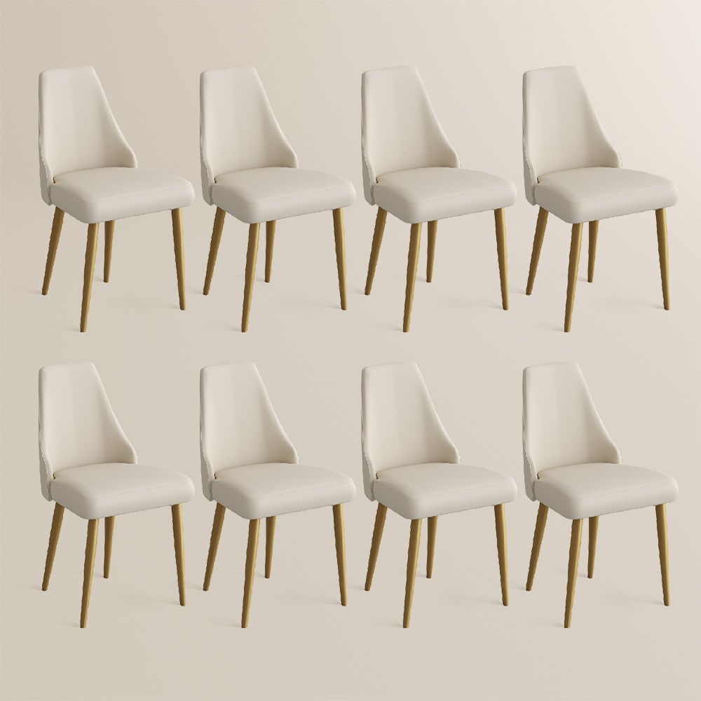 Beige Beige PU Leather Dining Chairs