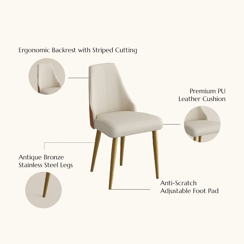 High Back Orange & Beige PU Leather Dining Chairs