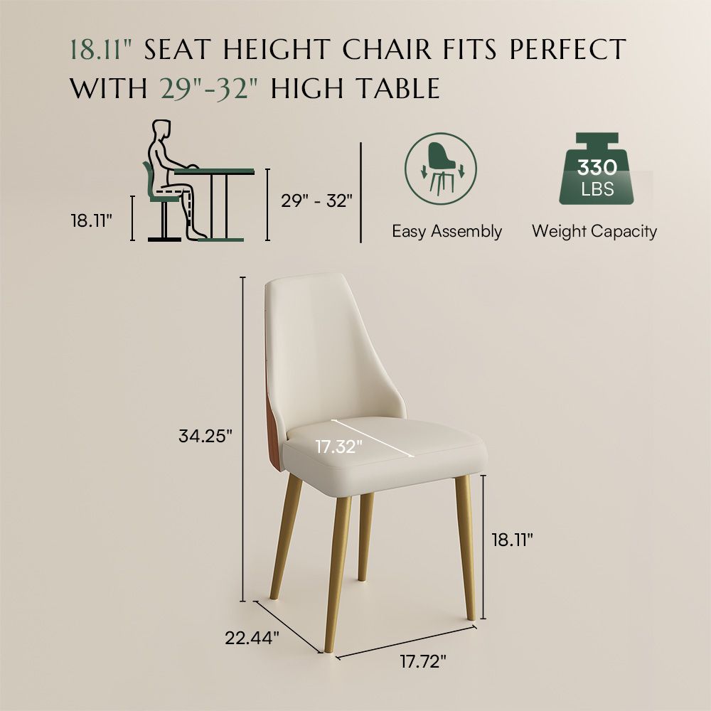 Beige Orange & Beige PU Leather Dining Chairs