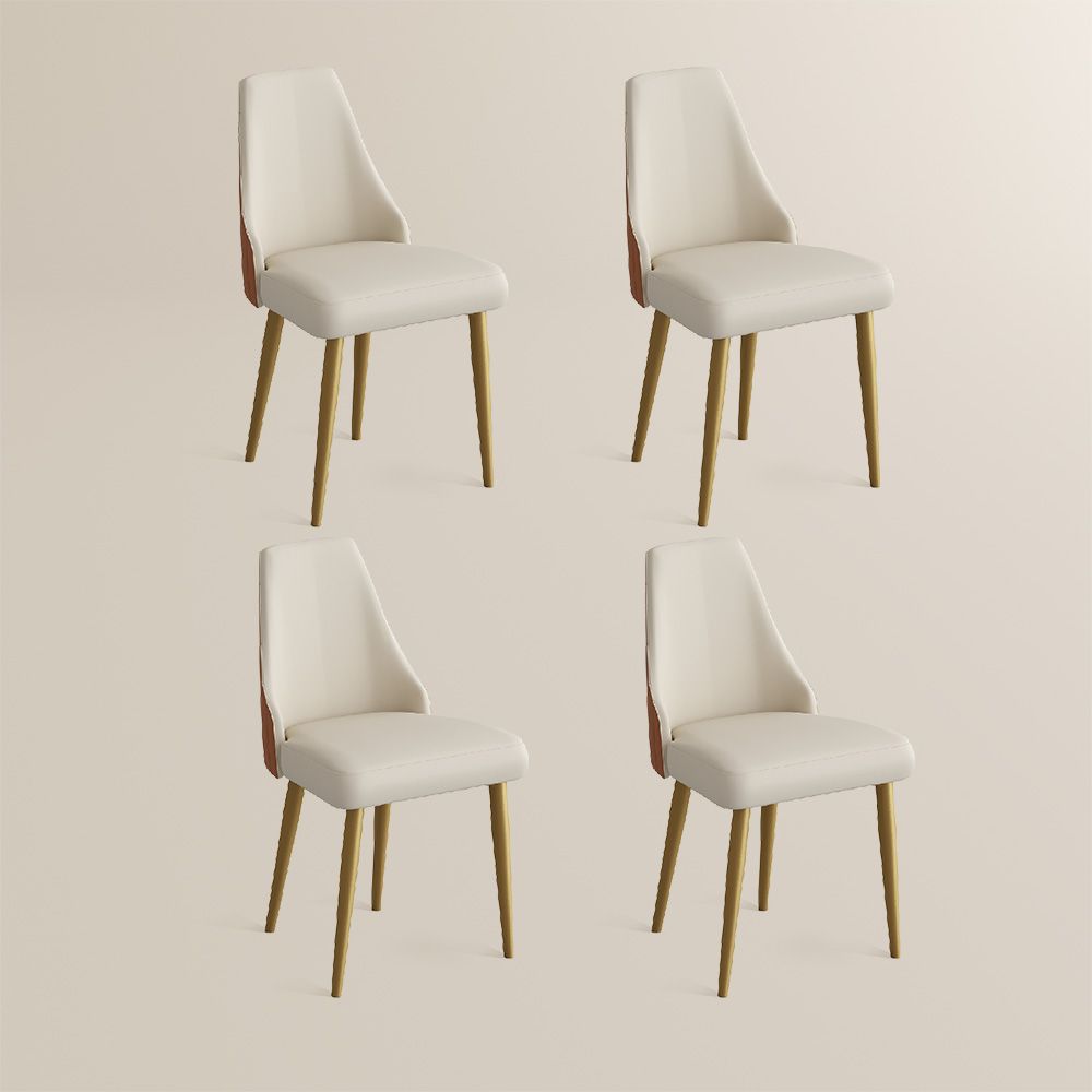 Beige Orange & Beige PU Leather Dining Chairs