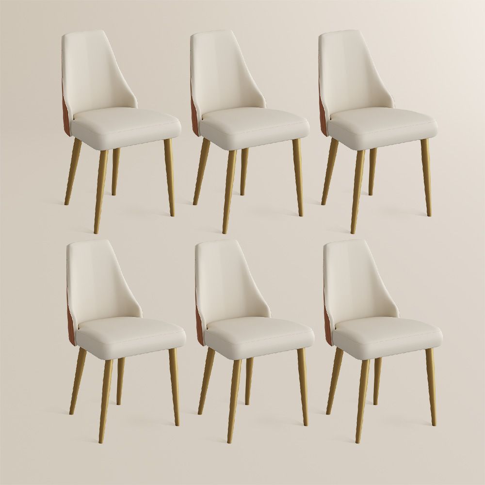 Beige Orange & Beige PU Leather Dining Chairs