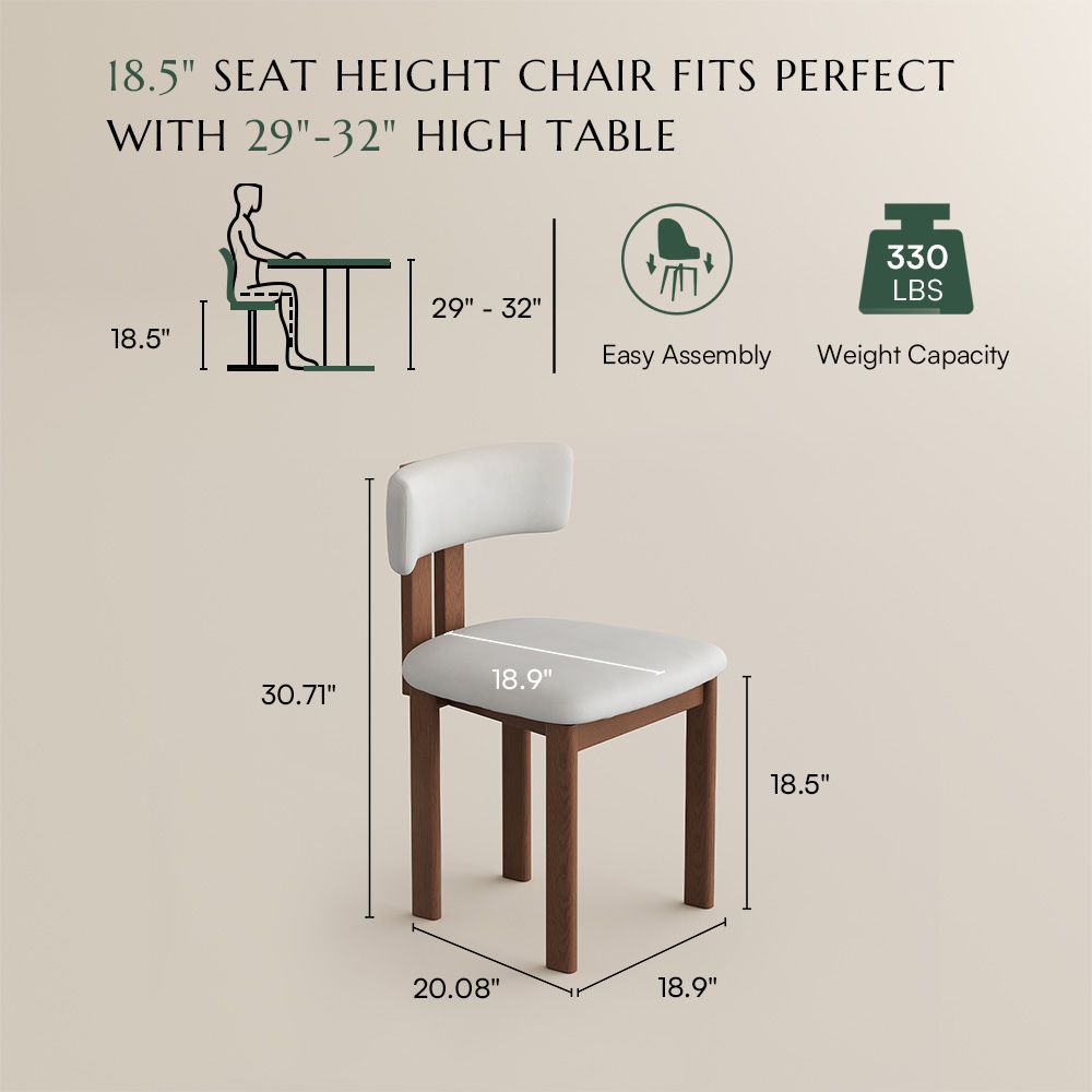 Aeolus Beige & Light Walnut PU Leather Dining Chairs