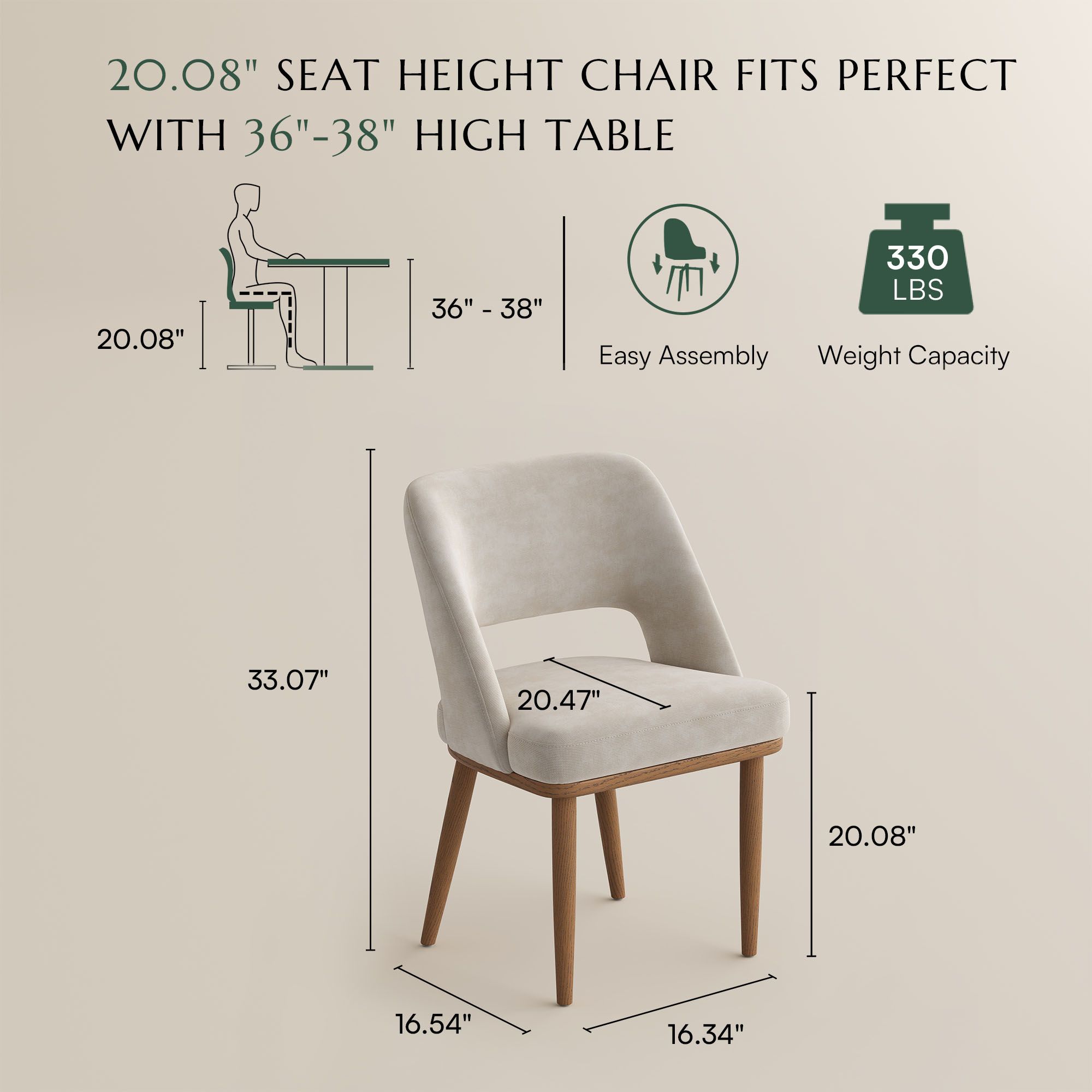 Barrel Beige & Light Walnut Cotton Linen Dining Chairs