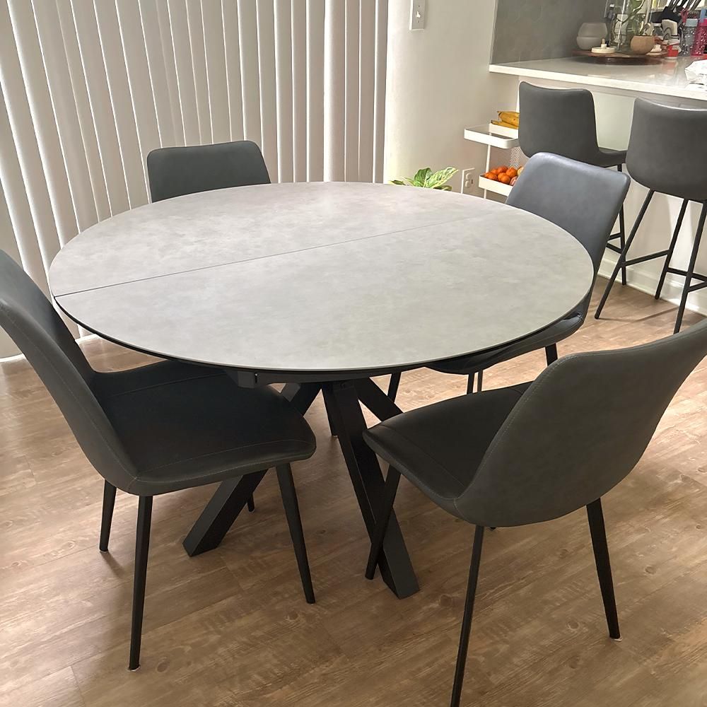 Gray Gray PU Leather Dining Chairs