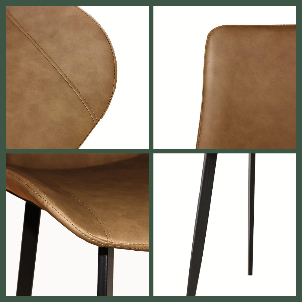 Side Chairs Brown PU Leather Dining Chairs