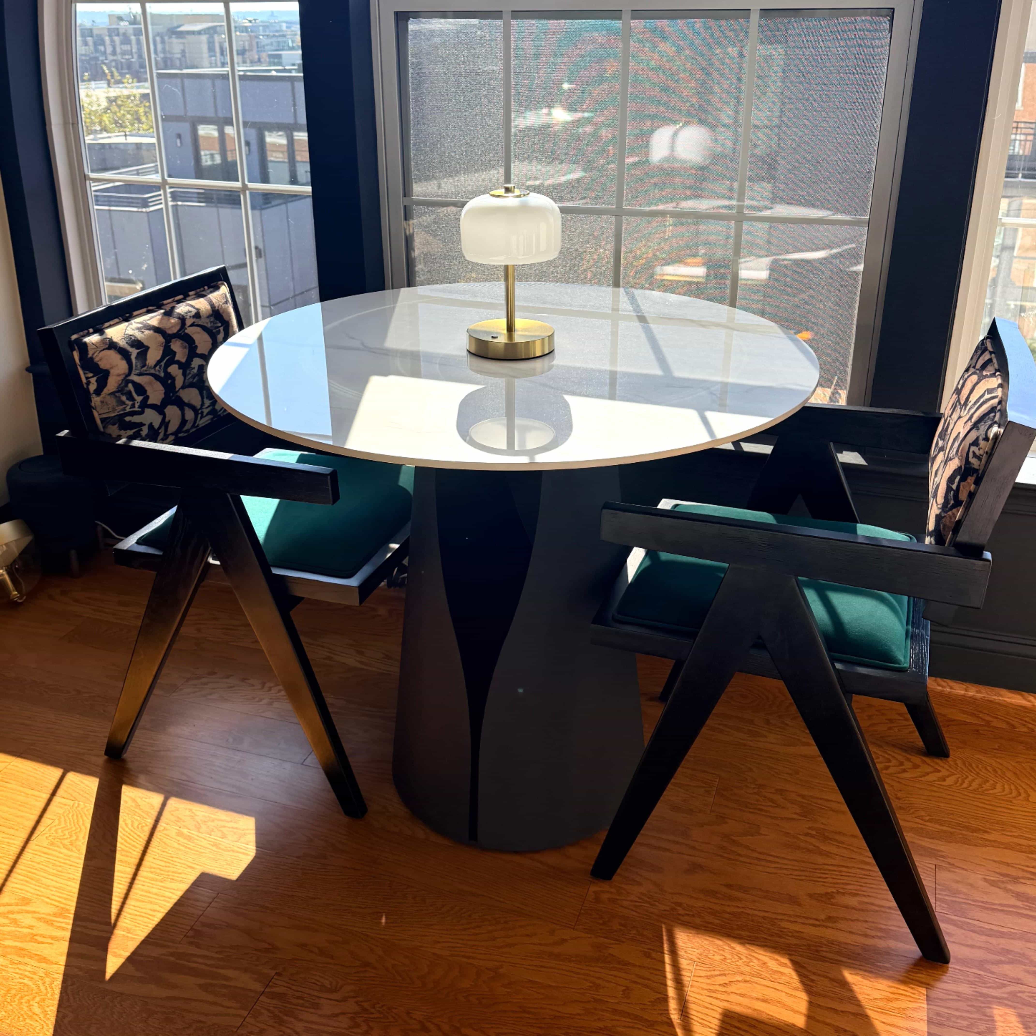 Fabric Green & Black Velvet Dining Chairs