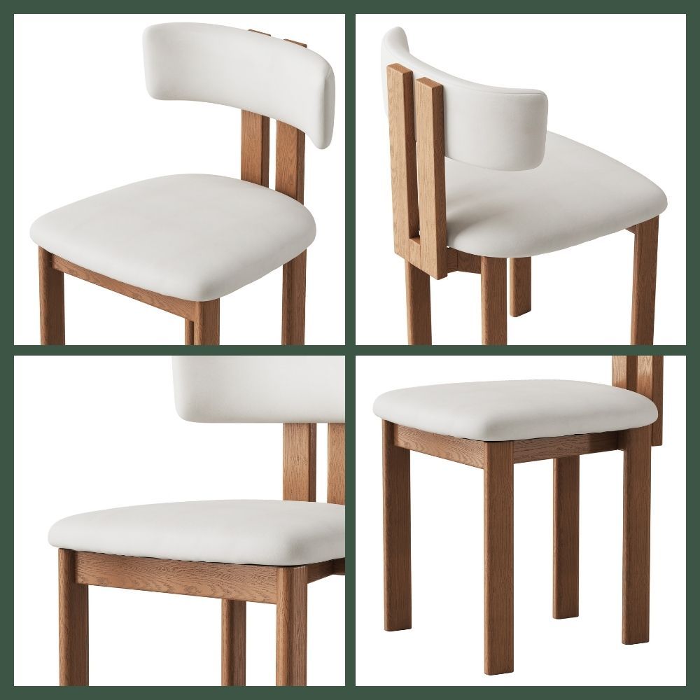 Side Chair Beige & Light Walnut PU Leather Dining Chairs