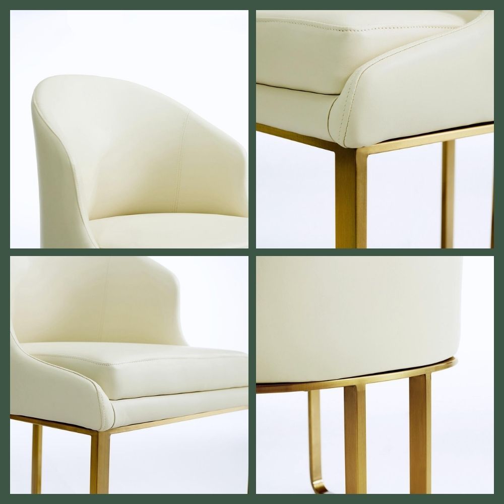 PU Leather Beige PU Leather Dining Chairs