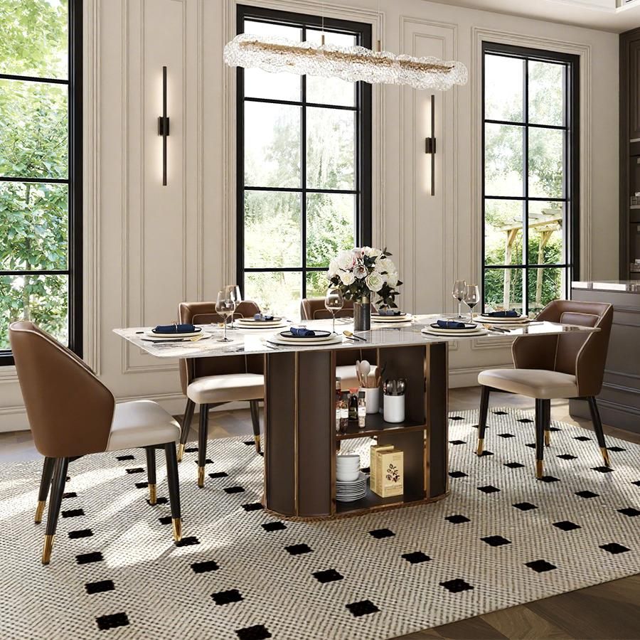 Easy Assembly Beige & Brown PU Leather Dining Chairs