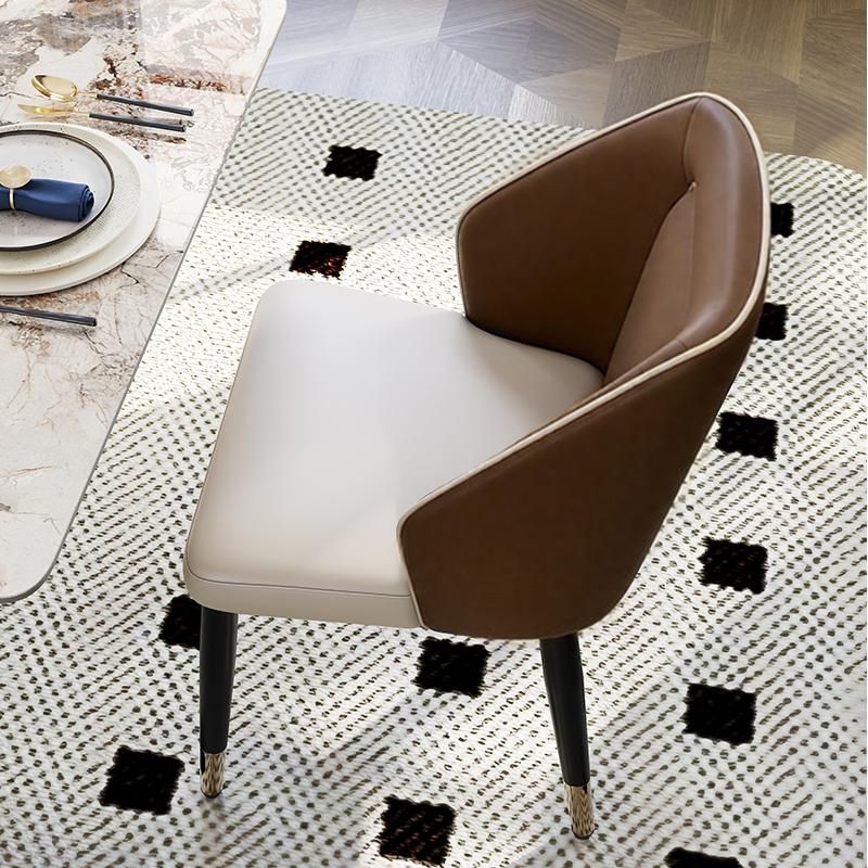 Modern Beige & Brown PU Leather Dining Chairs