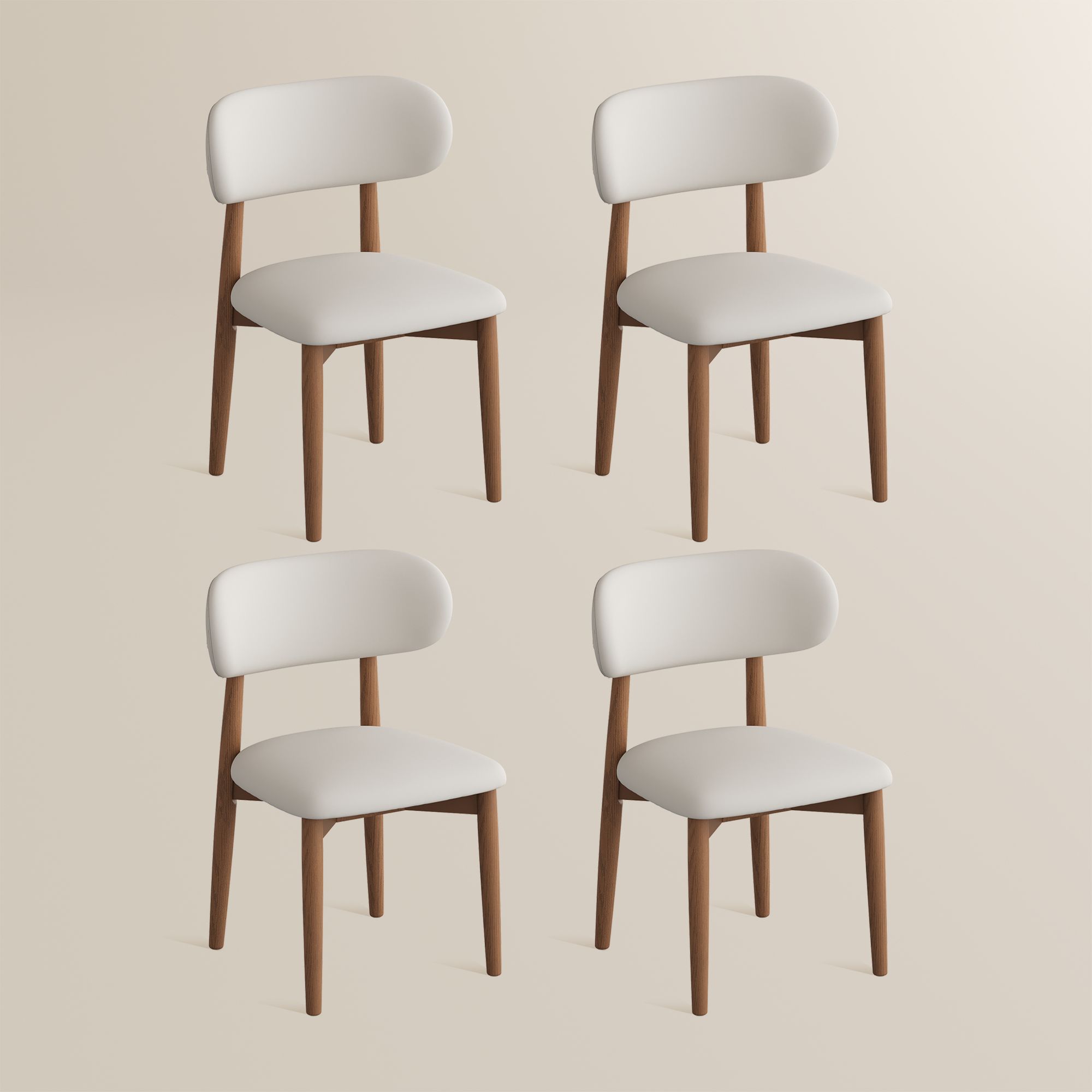 Light Walnut Beige & Light Walnut PU Leather Dining Chairs