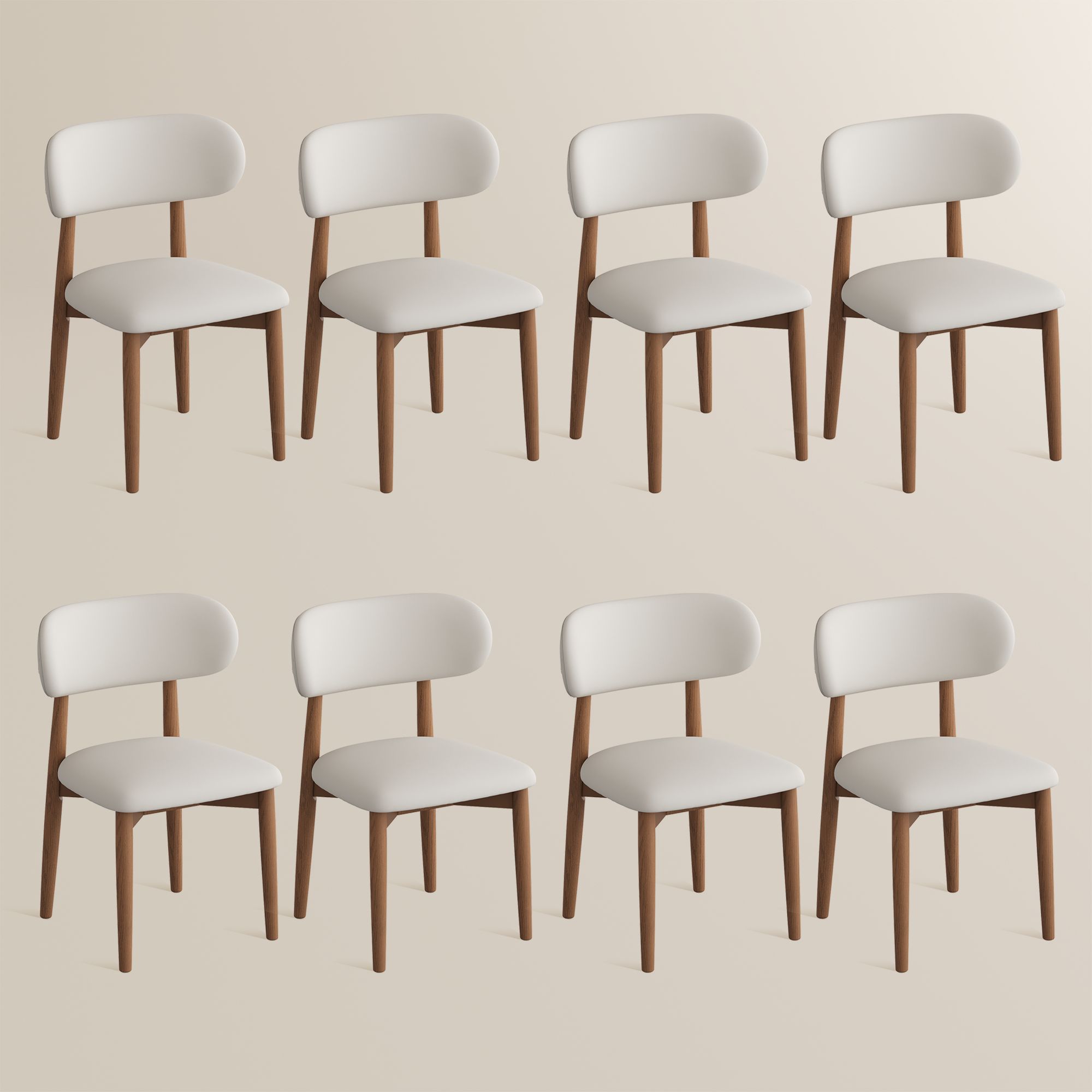 Fully Assembled Beige & Light Walnut PU Leather Dining Chairs