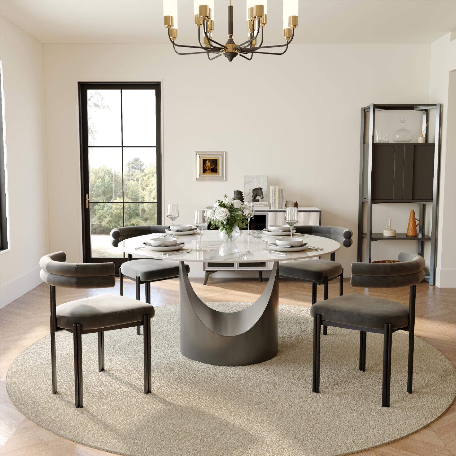 Side Chair Gray Velvet Dining Chairs