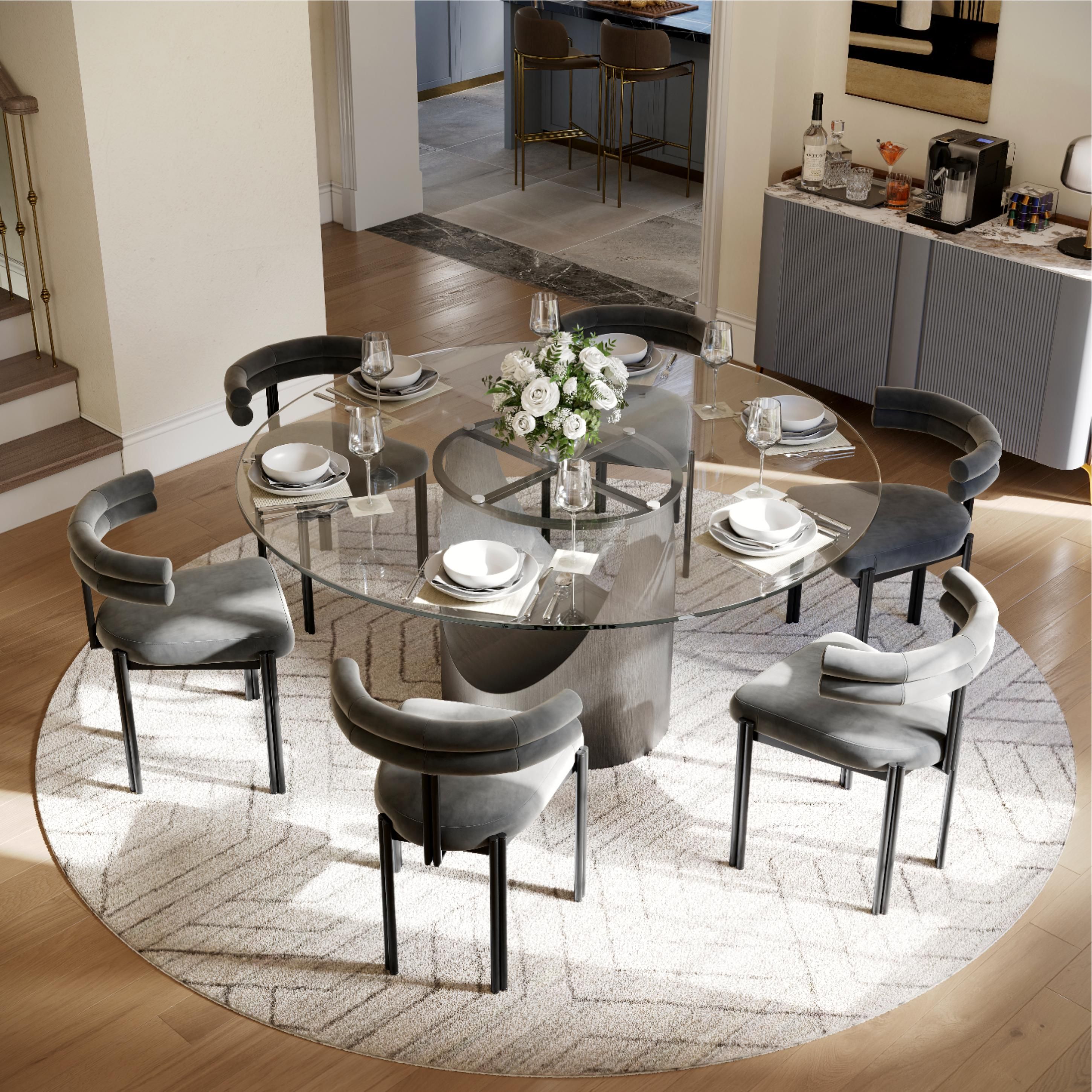Minimalist Gray Velvet Dining Chairs