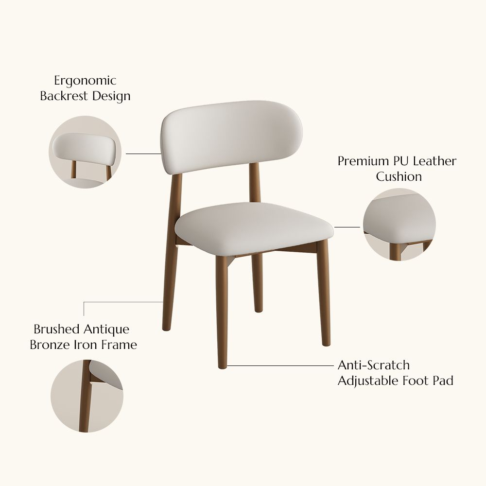 Partly Assemble White & Bronze Glossy Sintered Stone Dining Room Set