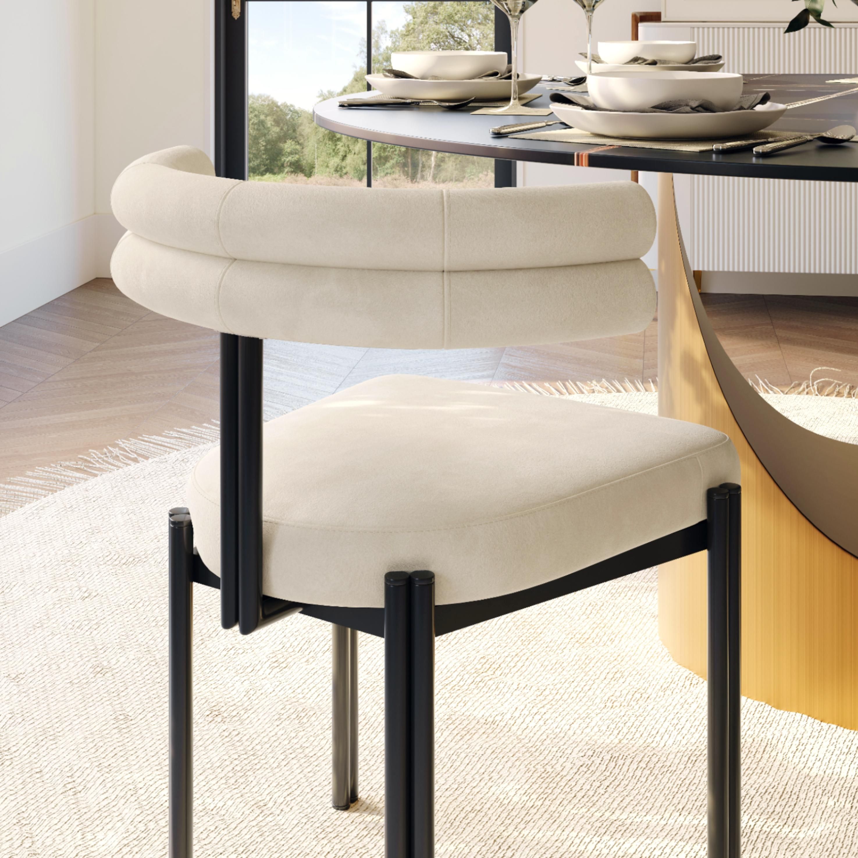 White & Black Velvet Dining Chairs