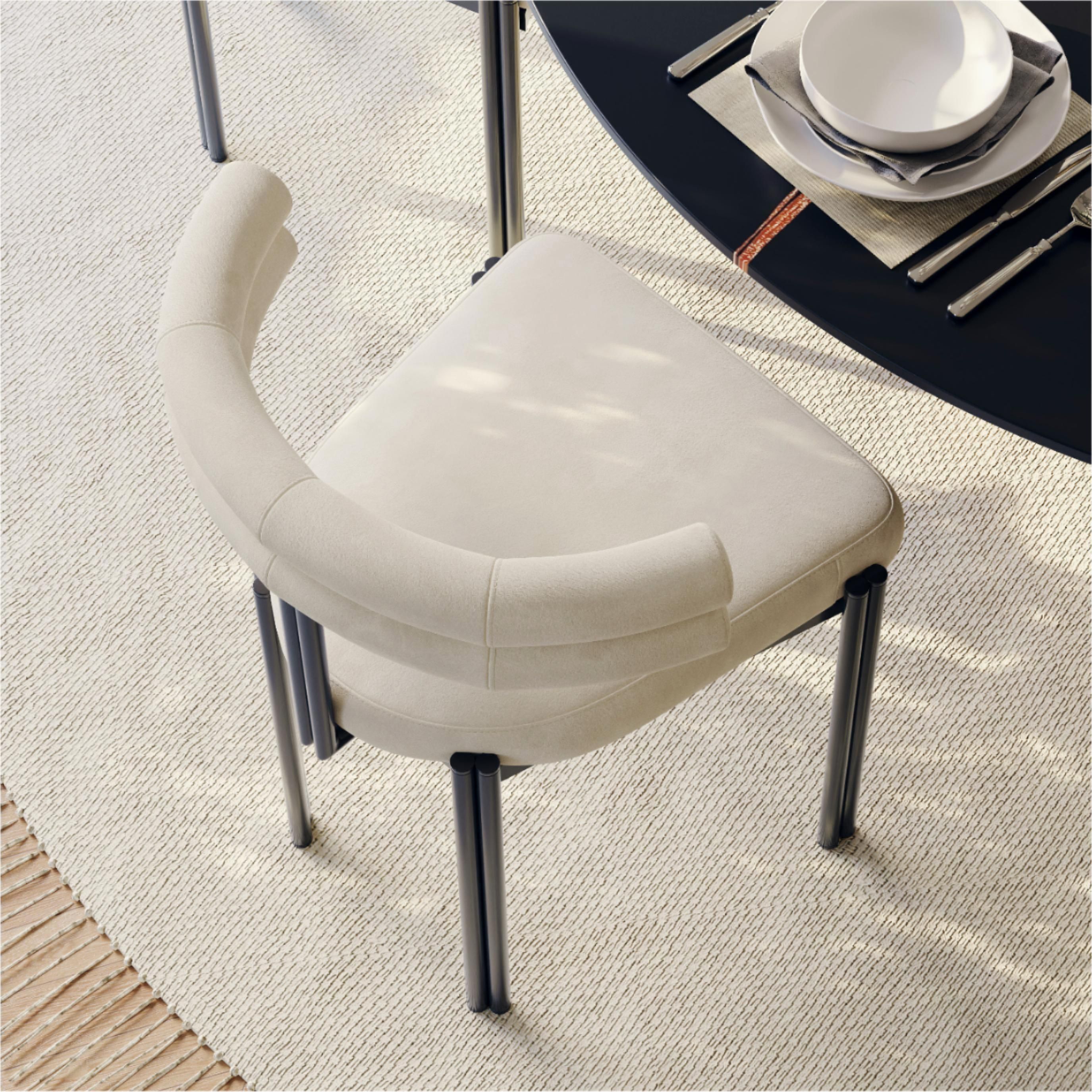 White & Black Velvet Dining Chairs