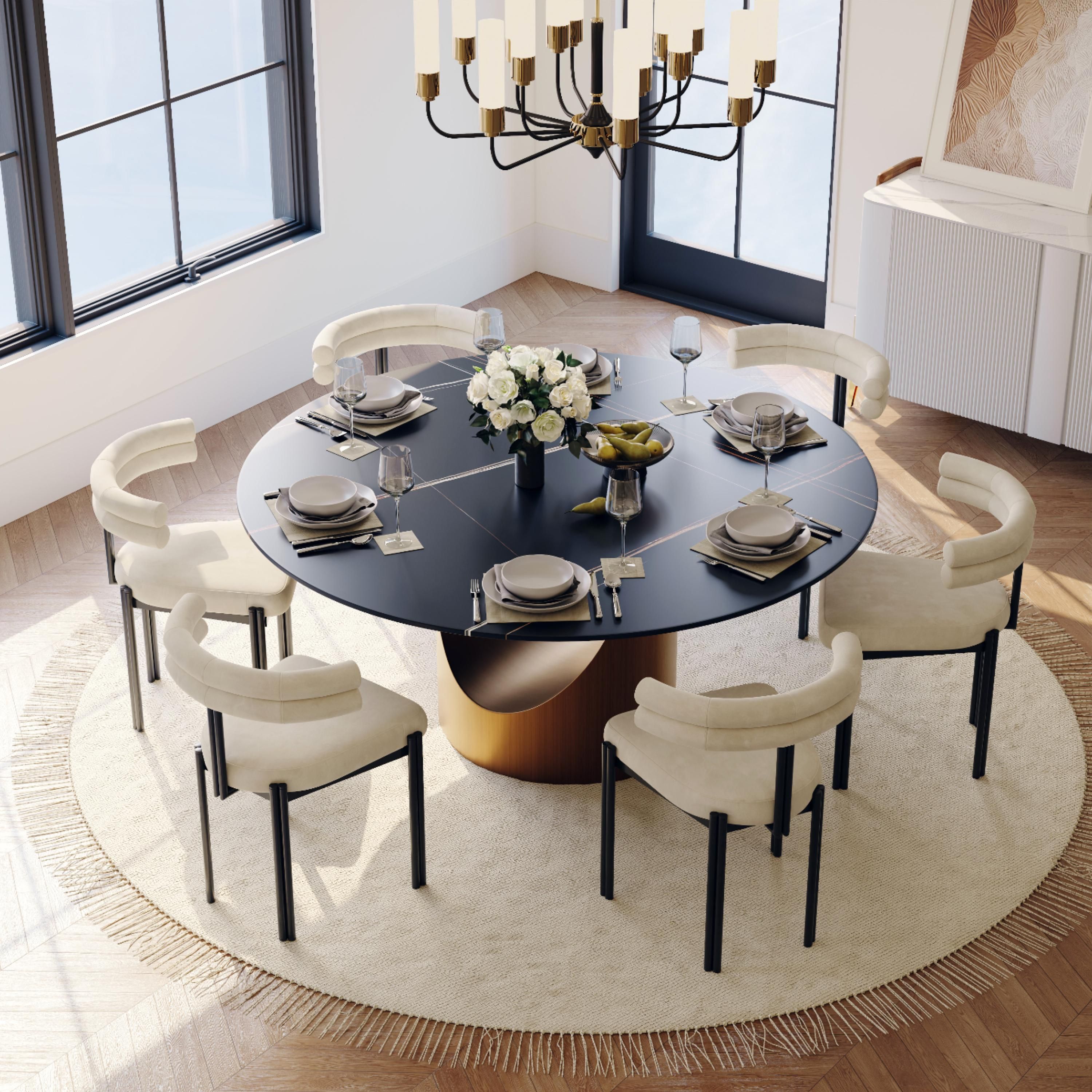 White & Black Velvet Dining Chairs