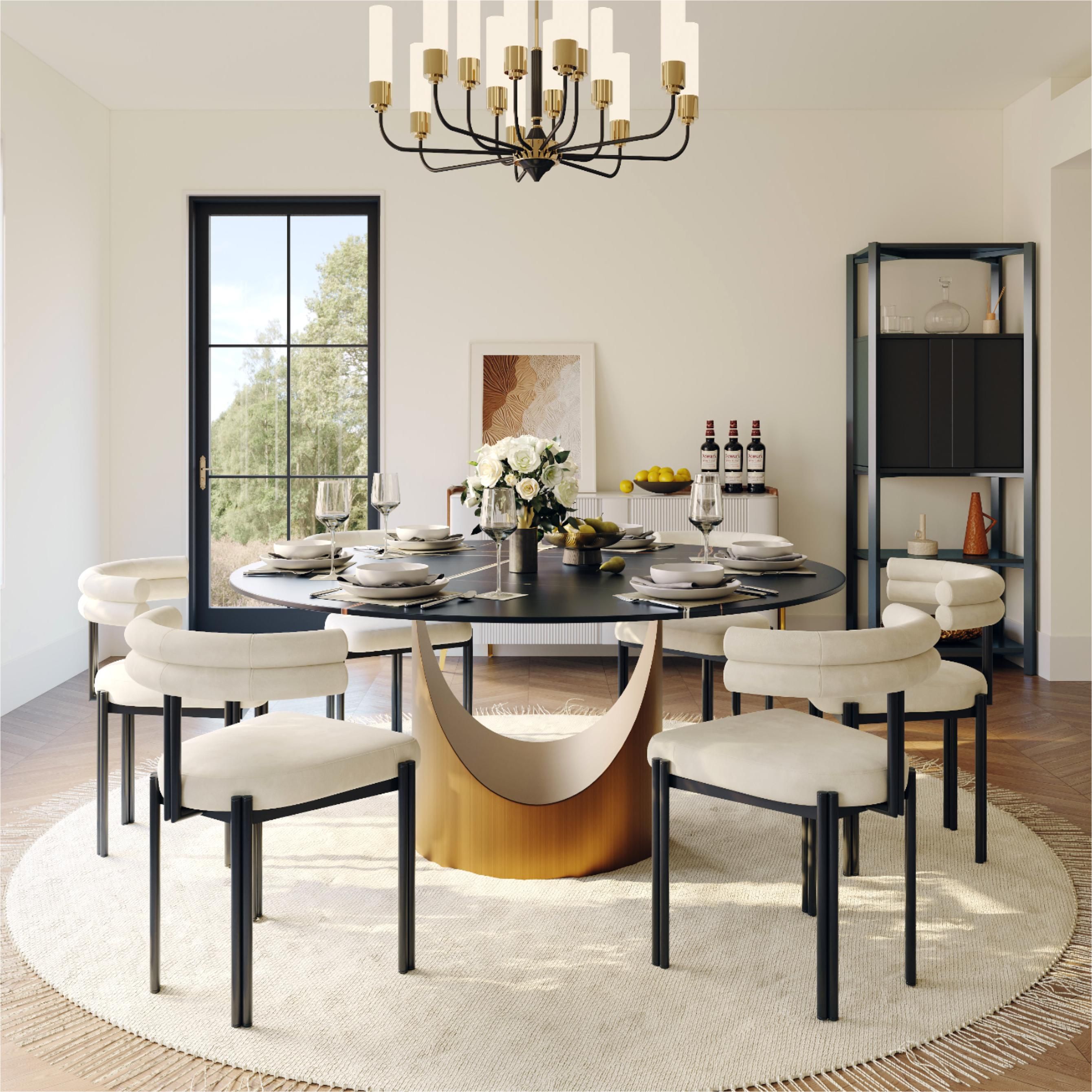 White & Black Velvet Dining Chairs