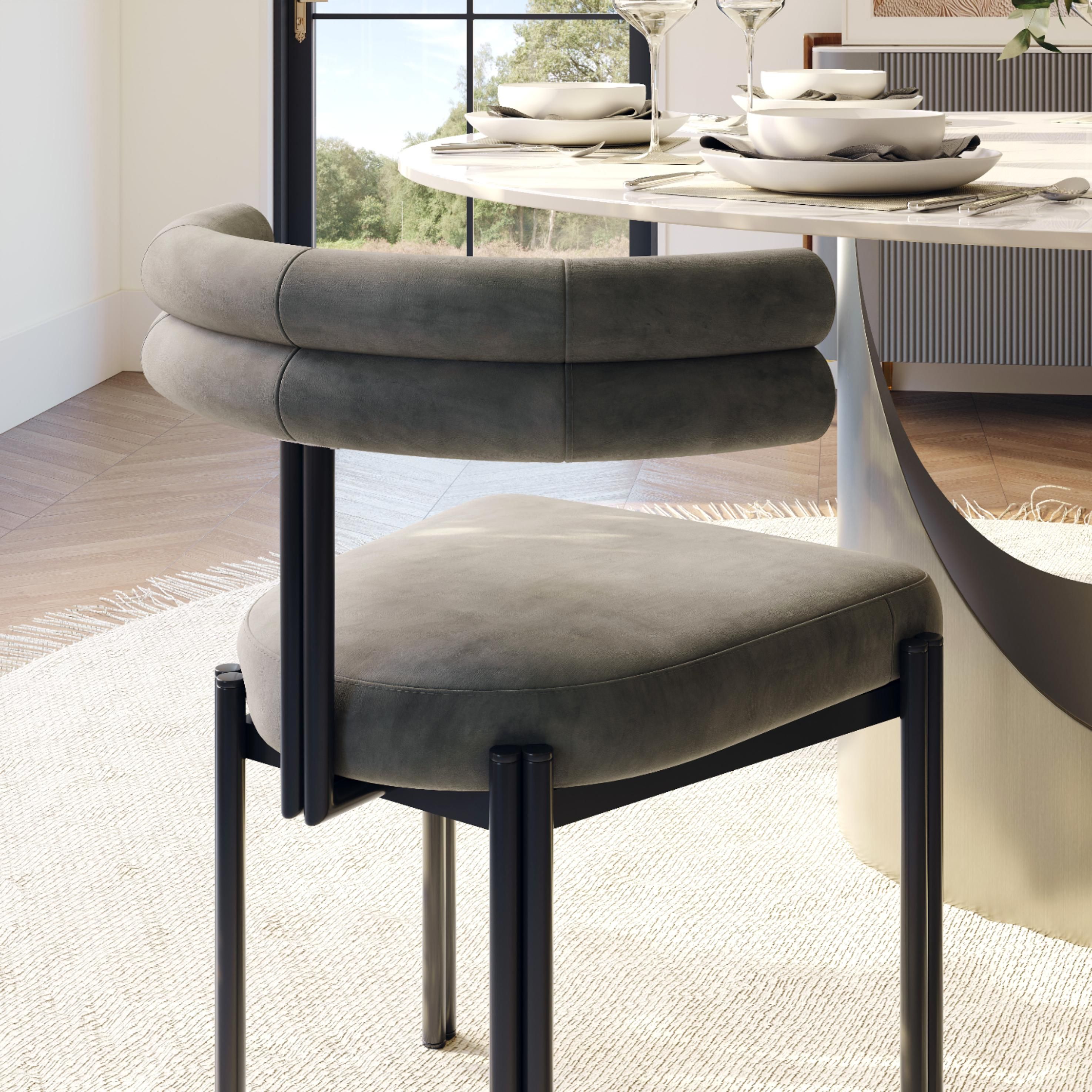 Modern Gray Velvet Dining Chairs
