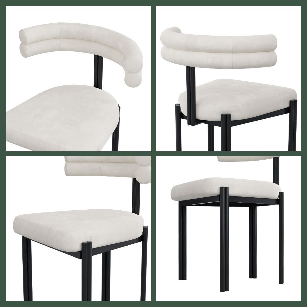White & Black Velvet Dining Chairs