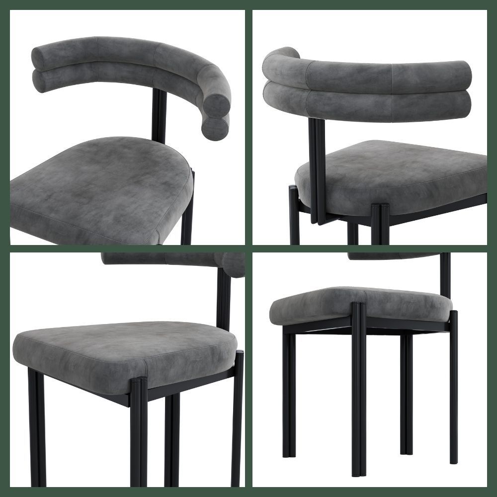 Modern Luxury Gray Velvet Dining Chairs