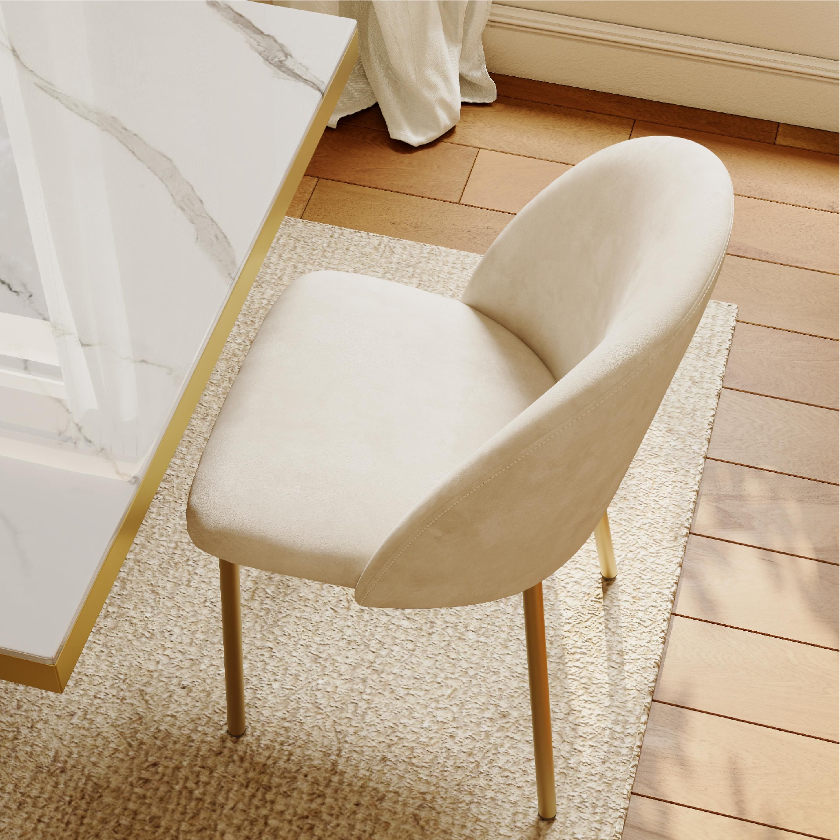 Beige & Gold Velvet Dining Chairs