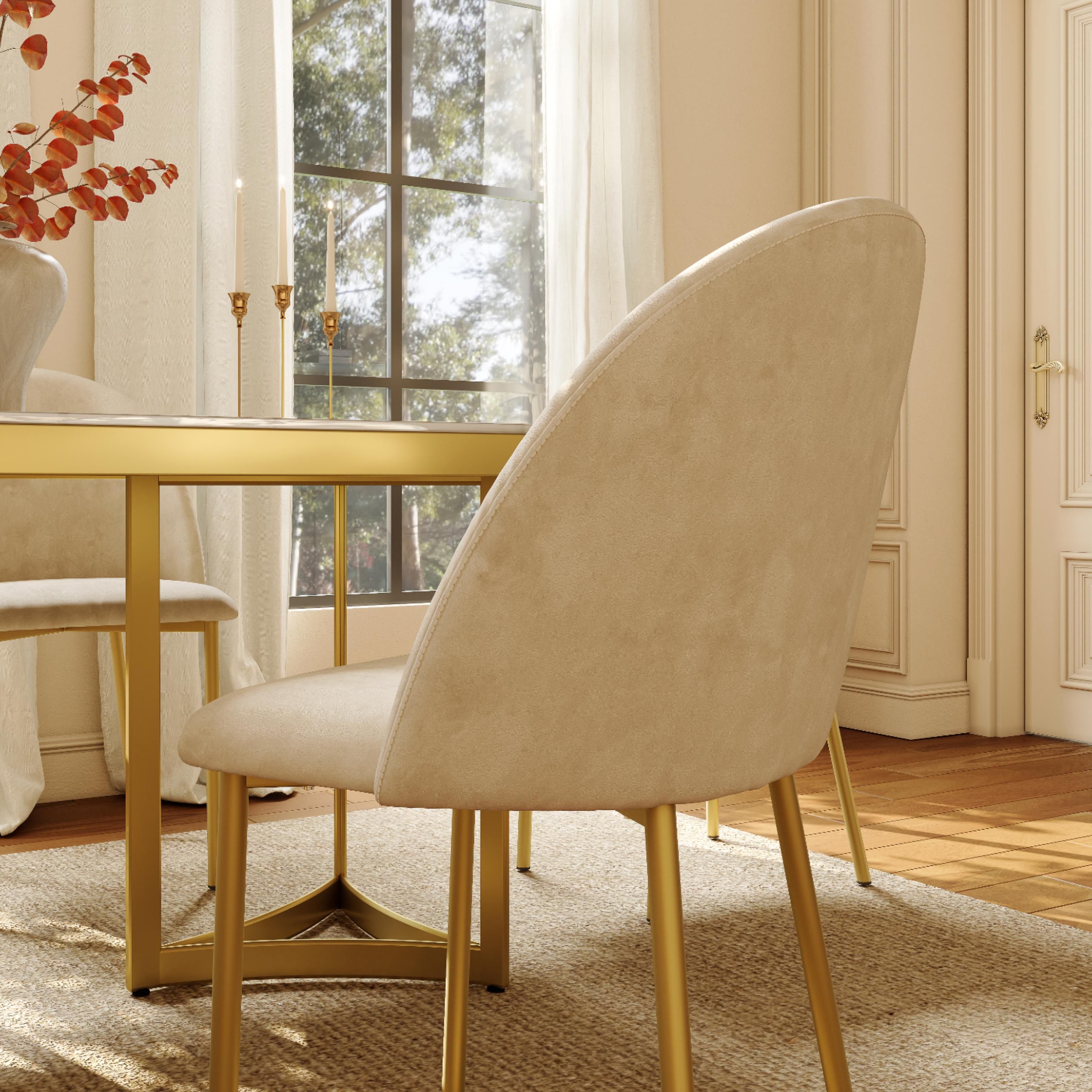Beige & Gold Velvet Dining Chairs