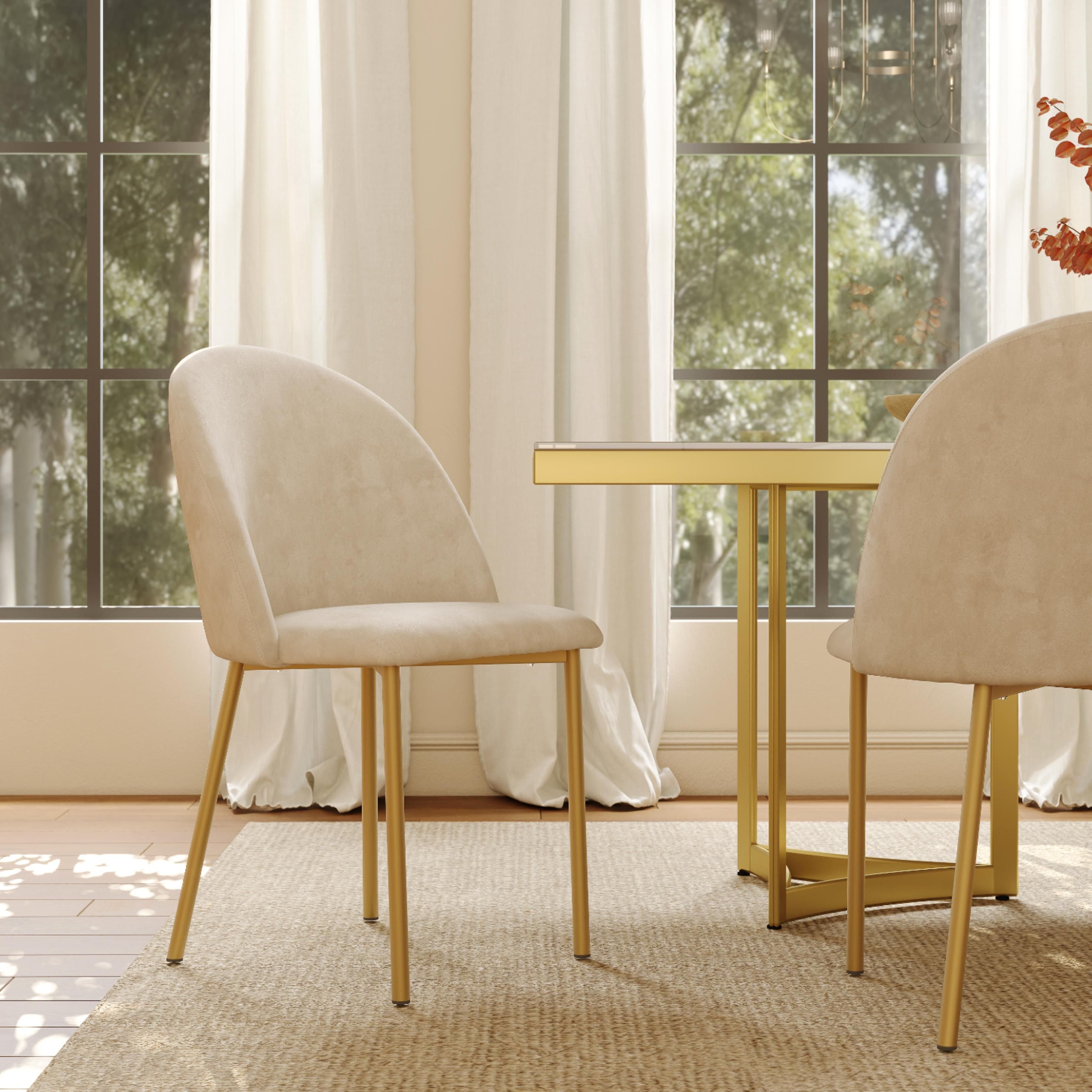 Beige & Gold Velvet Dining Chairs