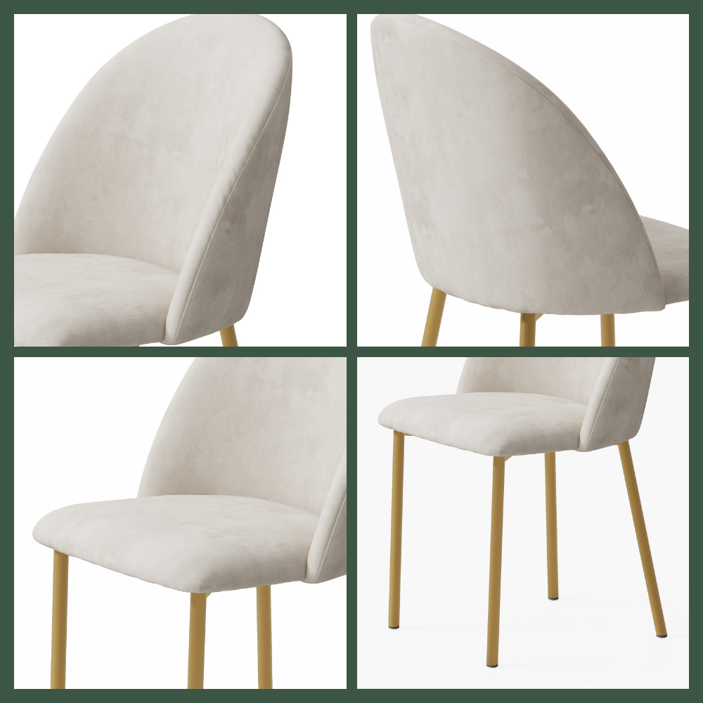 Beige & Gold Velvet Dining Chairs