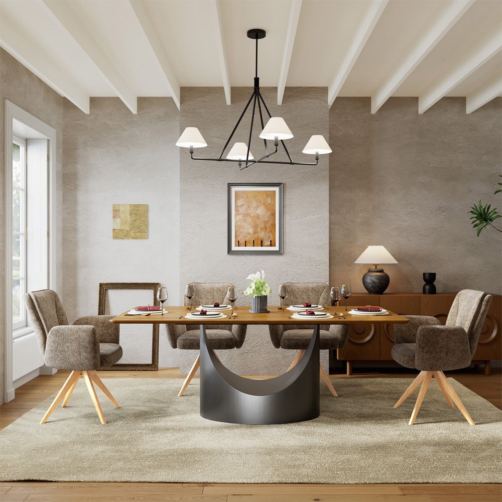 Brown Brown & wood color Chenille Dining Chairs